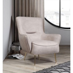 JVmoebel Sessel Sessel Einsitzer Luxus Polster Sitz Designer Sitz Weiß Leder Modern (1-St., Sessel), Made in Europa beige