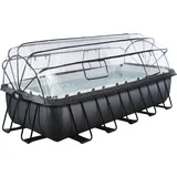 EXIT TOYS Black Leather Pool 540 x 250 x 122 cm inkl. Sandfilterpumpe, Abdeckung und Wärmepumpe