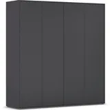 Rauch Möbel NABILA Drehtürenschrank Kleiderschrank, Kleiderschränke, Garderobe 4-türig, Push-to-Open Farbe grau metallic, Schwarz, 187x194x53cm