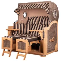 Bene living Strandkorb Komplettset Ammersee Grande XL Teak Bullauge