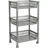 Plast Team Aufbewahrungs-Trolley 50 x 68 x 50 cm 3-tlg. silber