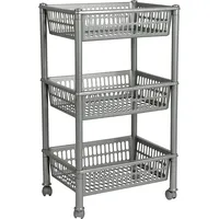 Plast Team Aufbewahrungs-Trolley 50 x 68 x 50 cm 3-tlg. silber