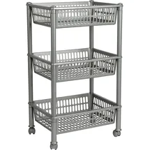 Plast Team Aufbewahrungs-Trolley, mit 3 Körben, silber - Silber