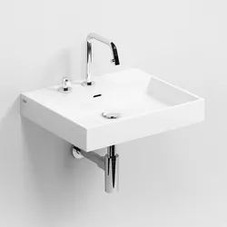 Clou Wash Me Mineralmarmor - Waschtisch 50 cm mit 3 vorgestochenen Hahnlöchern, Badkeramik, weiß hochglanz