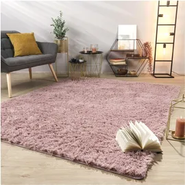 TT Home Teppich Wohnzimmer Hochflor Langflor Weich Soft Modernes Einfarbiges Design, Farbe: Rosa, Größe:160x220 cm