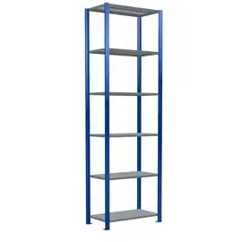 Schulte Lagertechnik Fachbodenregal Metall 2500 x 750 x 400 mm enzianblau/verzinkt 6 Fachböden