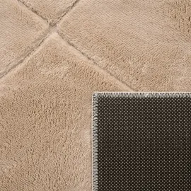 Paco Home Teppich Wohnzimmer Schlafzimmer Kurzflor Boho Skandi Raute 3D Grau Anthrazit 160x220 cm Beige