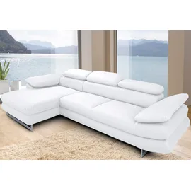 Cotta Ecksofa COTTA "Solution L-Form", weiß (altweiß), B:286cm H:73cm T:167cm, Sofas, Ecksofa, mit Arm- & Kopfteilverstellung, wahlweise mit Bettfunktion