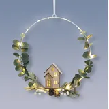 Spetebo LED Metall Ring mit Kunstblumen