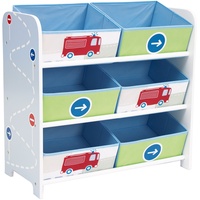 Worlds Apart Fahrzeuge - Regal zur Spielzeugaufbewahrung mit sechs Kisten für Kinder