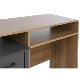 MCW Schreibtisch MCW-P43, Bürotisch Computertisch, 3 Schubladen MDF 75x100x40cm ~ Rivera-Eiche-Optik, dunkelgrau