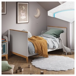 VitaliSpa® Kinderbett Kinderbett 160×80 Malia Weiß/Eiche + Matratze weiß
