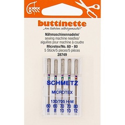 buttinette Nähmaschinennadeln "Microtex", Stärke: 60–80, Inhalt: 5 Stück