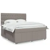 vidaXL Boxspringbett mit Matratze Taupe 180x200 cm Stoff