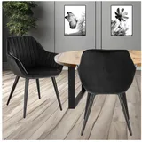 STADO Esszimmerstuhl Esszimmerstuhl Wohnzimmerstuhl Küchenstuhl Kunstleder Samt 2 Stück schwarz
