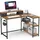 Mondeer L-Förmiger Computertisch Abnehmbare Monitorständer mit 2 Schubladen, Schreibtisch mit 2 Regalen links oder rechts 120x90x90cm, Vintage Braun