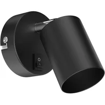 ledscom.de Wandleuchte WAIKA, Schalter, schwarz matt, rund, 1x GU10 max. 60W