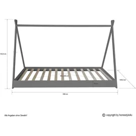 Homestyle4u Kinderbett Tipi 90 x 200 cm Kiefer grau