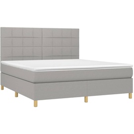 vidaXL Boxspringbett mit Matratze & LED Hellgrau 160x200 cm Stoff