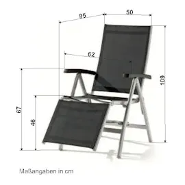 Sieger Bodega Relaxsessel 62 x 95 x 109 cm graphit/grau klappbar