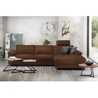 KAWOLA Sofa LOLA Ecksofa XL Leder braun mit motorischer Relaxfunktion Recamiere rechts - Braun