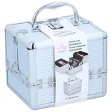 TOUCH OF BEAUTY Make-up Koffer Silber - Kosmetik Organizer - mit Griff und Schlüsselschloss - 18 x 15 x 15 cm - Innen Mit Fleece Ausgekleidet - Leicht zu Tragen - Aluminium