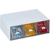 Relaxdays Tee Organizer, 3 Fächer, Kunststoff, vertikal oder horizontal,