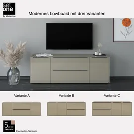 Set One by Musterring Reno TV-Lowboard 182 cm Grau/Taupe Glas
