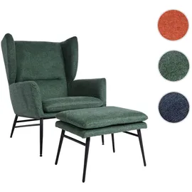 MCW Lounge-Sessel mit Ottomane MCW-L62, Sessel, Polstersessel Cocktailsessel Hocker, Stoff/Textil ~ grün