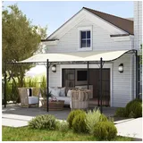 Outsunny Pavillon wasserdicht, freistehend, mit 0 Seitenteilen, (Pergola mit Dach, Anbaupavillon), Sonnenschutz für Terrasse Garten ca. 3x5x2,5 m Cremeweiß weiß