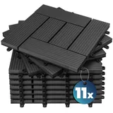 Casaria Holzfliesen 1x Mosaik Anthrazit, Terrassenfliesen 1-6m2 WPC Fliesen Balkon Garten Verschiedene Farben grau