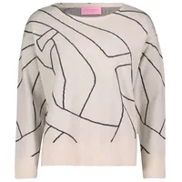 Betty Barclay Damen Strickpullover mit Jacquard Patch Beige/Grey,46 -