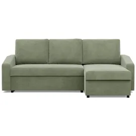 mebligo Ecksofa mit Schlaffunktion, Bonell, Cord - Grün - Grün