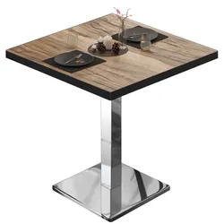 BM | Bistrotisch | B:T:H 60 x 60 x 75 cm | Sheesham / Edelstahl | Quadratisch | Schwarzer Rand