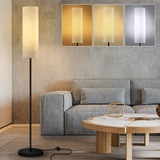 Fortand Stehlampe, LED Stehleuchte mit 3 Farbtemperaturen 3000-6500K 12W E27 Standleuchte Modern Leselampe mit Leinen Lampenschirm & Fußschalter Retro Stehlampe für Wohnzimmer, Schlafzimmer, 175cm