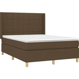 vidaXL Boxspringbett mit Matratze & LED Dunkelbraun 140x200 cm Stoff