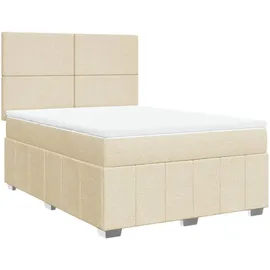 vidaXL Boxspringbett mit Matratze Creme 160x200 cm Stoff