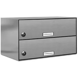 AL Briefkastensysteme 2 Fächer Premium Edelstahl Durchwurf Briefkasten Anlage für Post Post A4, modern, robust, wetterfest, Artikelnummer: 132V2DZ1