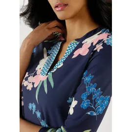 Aniston SELECTED Jerseykleid Midi Zickzack Bordüre Blau/Grün 40