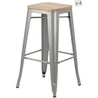 Nordlys Barhocker Grau, Holz, 43x75x43 cm, Esszimmer, Barmöbel, Barhocker