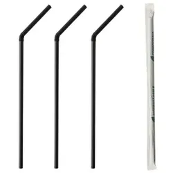 Papstar Pure Trinkhalme PLA, flexibel, Trinkhalm aus Bio-Kunststoff PLA, 24 cm, 1 Packung = 400 Stück