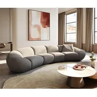 DeLife Big-Sofa Lunna 360x175 cm Bouclé Silbergrau 2 Kissen,