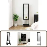 Vidaxl - Schmuckschrank Mit Spiegel &led-beleuchtung Freistehend Schwarz - Spiegel-schmuckschrank - Schmuckaufbewahrung - Kosmetikspiegel - Led Beleuchtung - Abschliessbarer Schmuckschrank