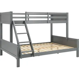 Homestyle4u Etagenbett 90 x 200 cm Kiefer massiv grau
