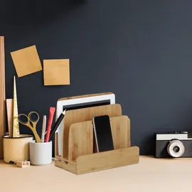 Relaxdays Ladestation Bambus, Hellbraun