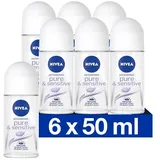 NIVEA Deo Roller 6 x 50 ml Sensitive Pure