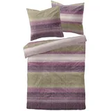 Traumschlaf Moderne Biber Bettwäsche Elverum lila kuschelig weich aus 100% Baumwolle mit Reißverschluss - Made in Germany 240x220 cm + 2X 80x80 cm