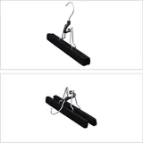 Hosenbügel-Set, 5er-Set – Klemme – Samt – Holz – rutschfest – B: 25 cm – Hosenbügel – Kleiderbügel – schwarz – Wohnaccessoires...