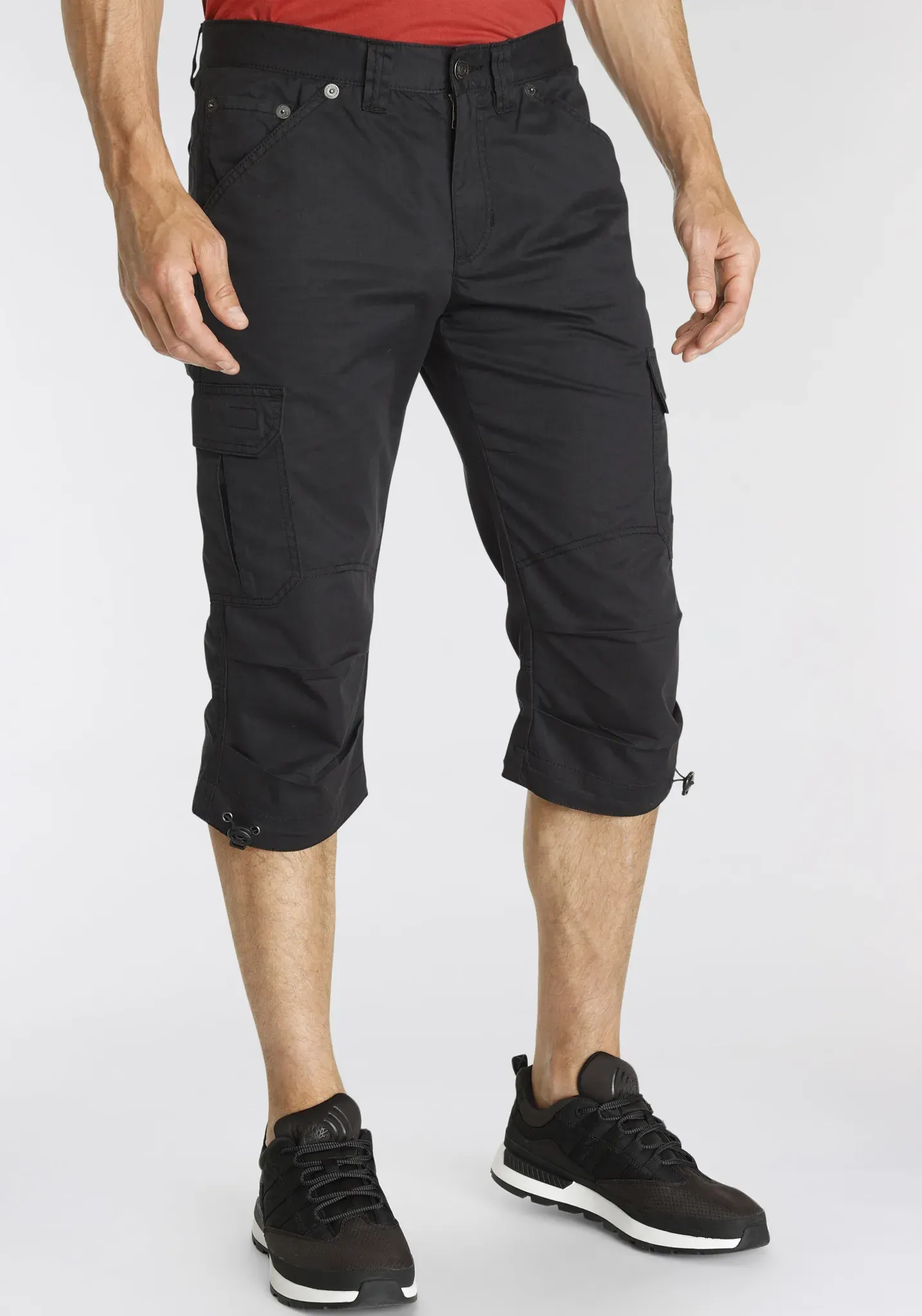 Cargobermudas MAN'S WORLD, Herren, Gr. 64, N-Gr, schwarz, Obermaterial: 100% Baumwolle, unifarben, regular fit knieumspielend, Hosen, in 3/4-Länge, Topseller
