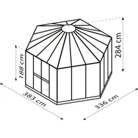 Vitavia Juno 9000 Alu smaragd grün ESG 3 mm / Dach HKP 6 mm 9 m² inkl. Stahlfundament